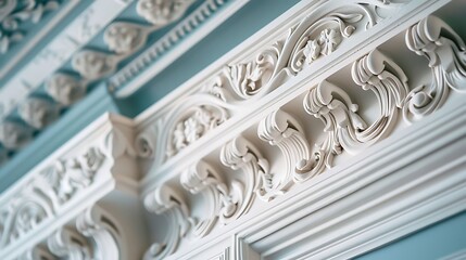 detail of intricate crown molding in expensive home