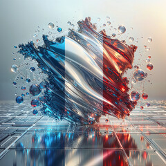  3D rendered France flag, isolated on a clean background. High-quality, realistic depiction perfect for various uses, Generated by AI.