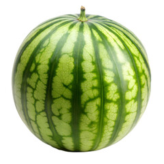 Perfect whole watermelon isolated on a transparent background