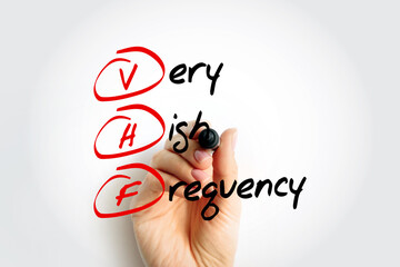 VHF - Very High Frequency acronym, technology concept background
