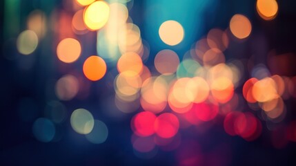 Obraz premium abstract colourful background with bokeh defocused lights and shadow from cityscape at night, vintage or retro