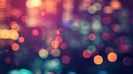 abstract colourful background with bokeh defocused lights and shadow from cityscape at night,...