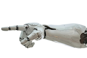 White finger cyborg robotic on transparent background.
