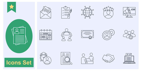 recruitment icon set symbol collection, logo isolated vector illustration