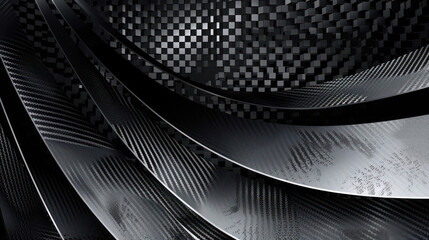 Dark black glossy carbon fiber background wave flowy	
