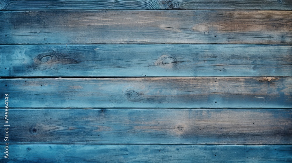 Wall mural Rustic Old Weathered Blue Wood Plank Background Texture extreme closeup. High quality photo