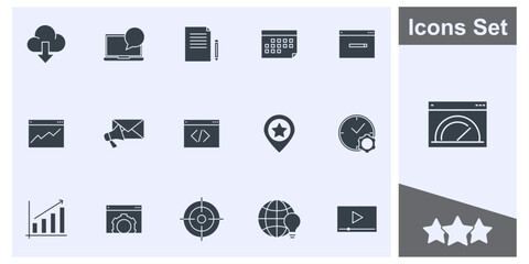 SEO, Search Engine Optimization icon set symbol collection, logo isolated vector illustration