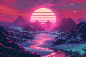 Neon Dreams: Synthwave Album Cover Art with Retro Futuristic Vibes