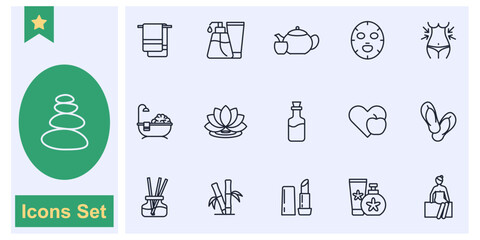 Spa & Beauty icon set symbol collection, logo isolated vector illustration
