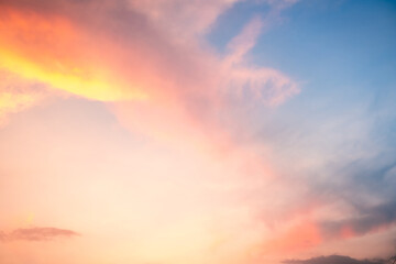 Beautiful , luxury soft gradient orange gold clouds and sunlight on the blue sky perfect for the...