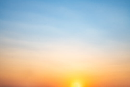 Beautiful , luxury soft gradient orange gold clouds and sunlight on the blue sky perfect for the background, take in everning,Twilight, Large size, high definition landscape photo