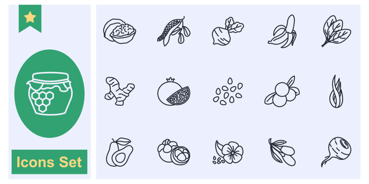 Super food icon set symbol collection, logo isolated vector illustration