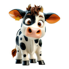 Dairy cow character isolated on white background. 3d illustrations style.
