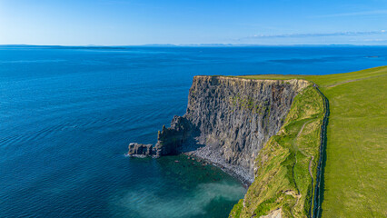Aerial landscape - Cliffs of Moher in County Clare, Ireland.
