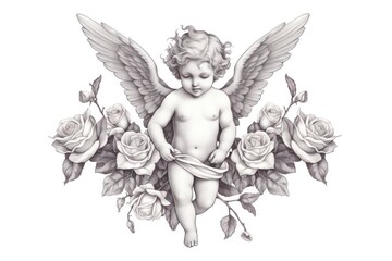 Illustration of cherub drawing sketch angel.