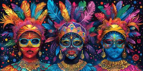 Obraz premium Generative ai illustration of a Carnival and festival music