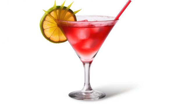 cocktail with cherry and lime