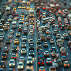 Obraz premium Close-up of the lane congested with lots of cars.