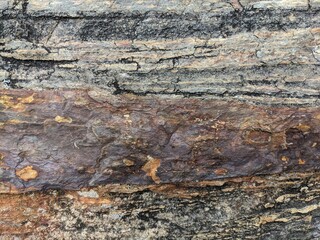 Precambrian folded-faulted banded iron formation in the Andes mountains, Peru - April 2024 