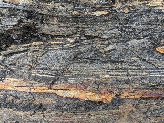 Precambrian folded-faulted banded iron formation in the Andes mountains, Peru - April 2024 