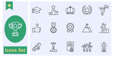winning succes icon set symbol collection, logo isolated vector illustration
