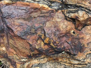 Precambrian folded-faulted banded iron formation in the Andes mountains, Peru - April 2024 