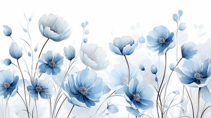 Stylish Blue Flower Illustration for Chic Interior