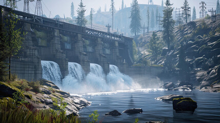 Hydro plant at a grand dam, utilizing flowing water for a significant part of our grid.