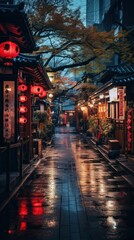 Fototapeta premium Japanese street architecture cityscape building.