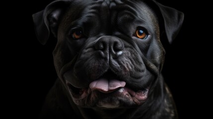 Close up of dog on black background