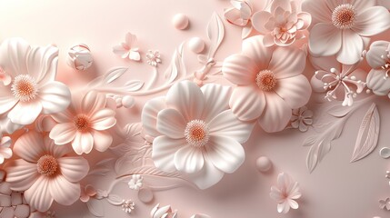 Delicate floral motifs in 3D render  AI generated illustration