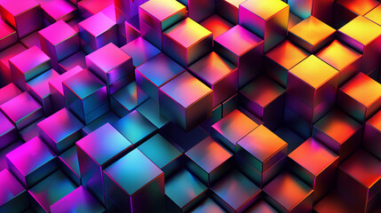 A digital artwork with colorful squares in a geometric pattern