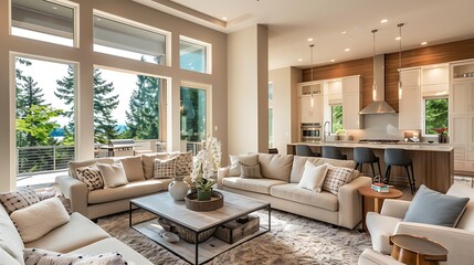 Living room in newly constructed luxury home