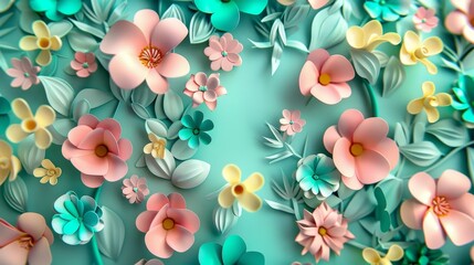 Develop a 3D abstract pattern with cute floral motifs  AI generated illustration