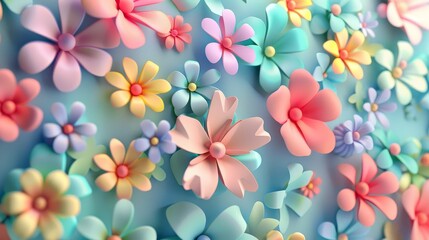 Develop a 3D abstract pattern with cute floral motifs  AI generated illustration