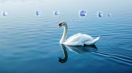 Elegant swan swimming in a serene lake  AI generated illustration