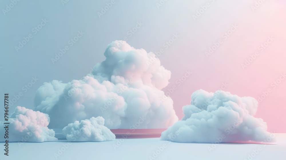 Fototapete ethereal clouds in a minimalistic pastel color scheme ai generated illustration