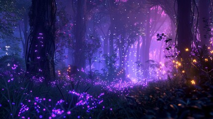 Exploring a magical 3D forest at twilight  AI generated illustration