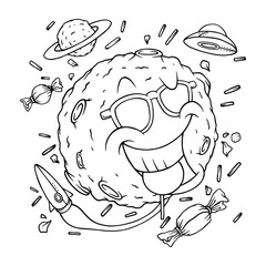 coloring illustration of planet eat candy
