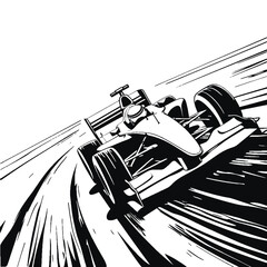 Formula one bolid car in full speed - obrazy, fototapety, plakaty