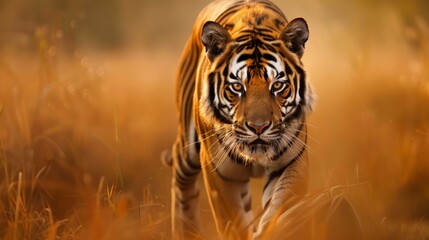 Fierce tiger stalking its prey  AI generated illustration