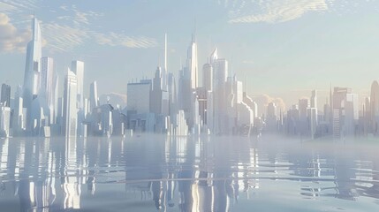 Generate a cute 3D render of a futuristic city skyline  AI generated illustration