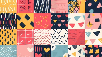 Geometric shapes and patterns in a cute style  AI generated illustration