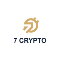 seven crypto simple sleek creative geometric modern logo design vector