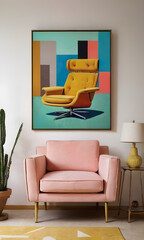 modern armchair in the style of the 60s, 70s, 80s