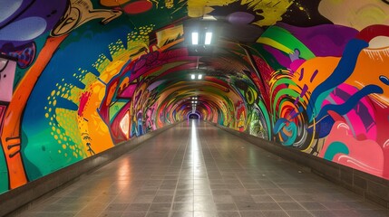 Graffitied underpasses with vibrant colors  AI generated illustration - obrazy, fototapety, plakaty