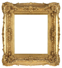 Wide frame of a painting in the Borroque style on a transparent background, in PNG format.