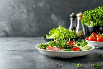 Vegetarian dishes plate vegetable salad
