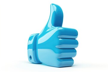 3D Blue Thumbs Up Like Icon on white background