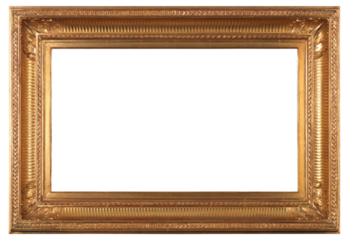 Wide antique picture frame on a transparent background, in PNG format.